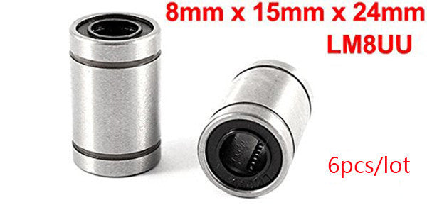 HICTOP 6pcs LM8UU 3D RepRap Prusa CNC 3d printer bearings RepRap (8mm x 15mm x 24 mm)